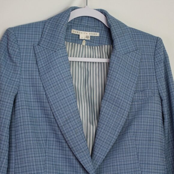 Veronica Beard Women's Blue Plaid Long and Lean Dickey Jacket Blazer Size 0 - Picture 6 of 15